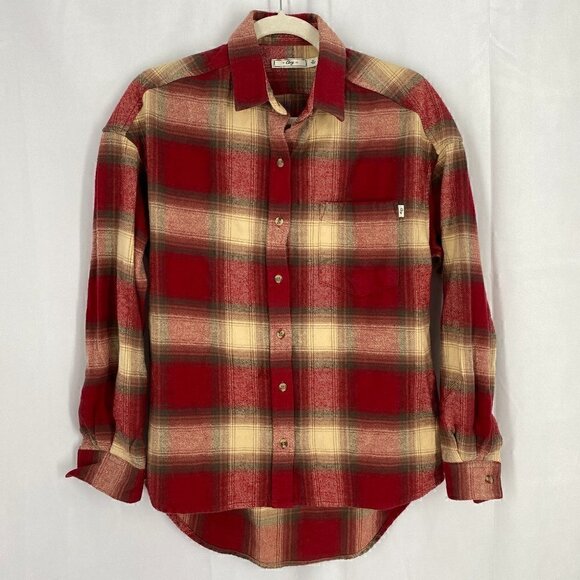 Obey Garnet Peak Red & Tan Thick Flannel Shacket Size XS - Picture 2 of 8